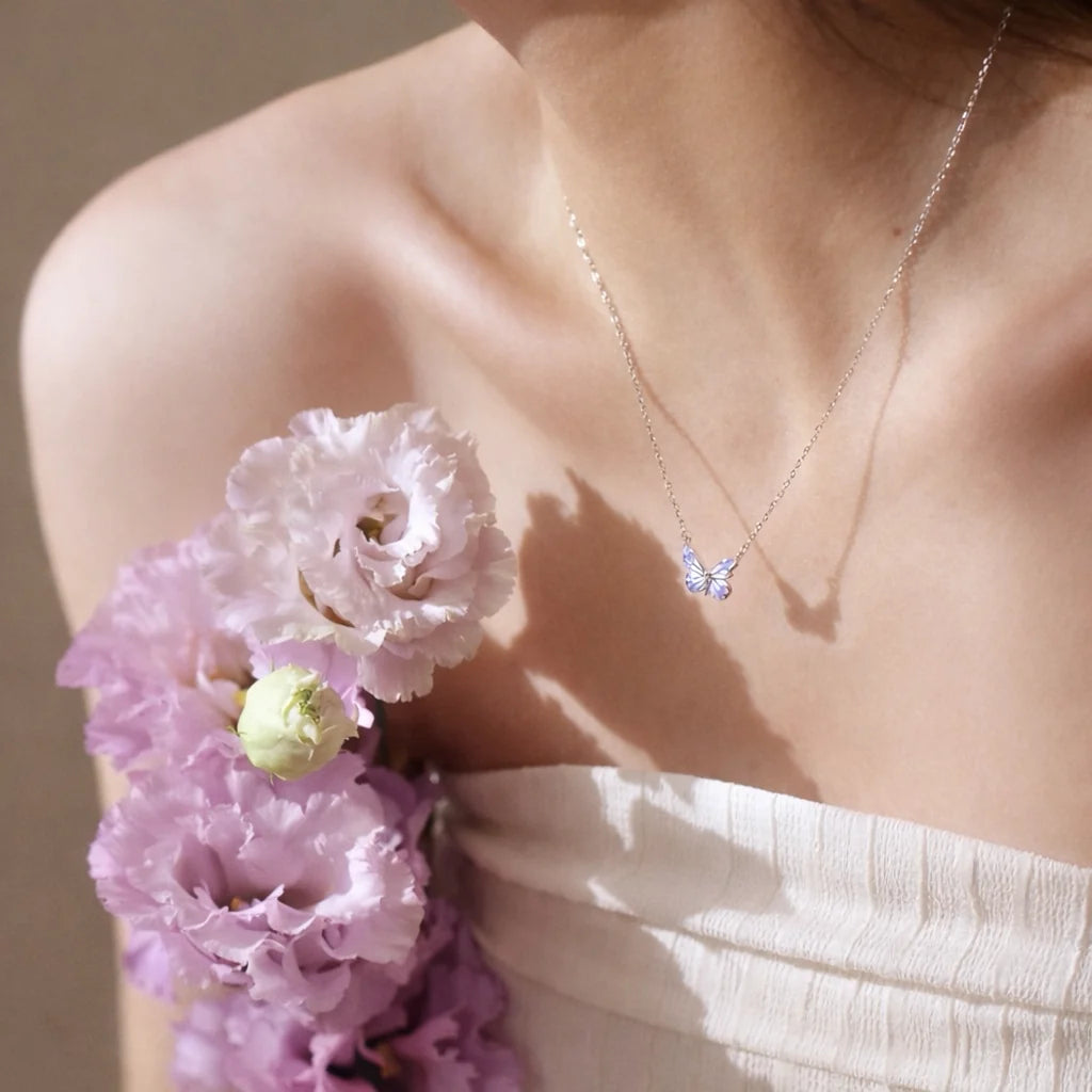 Glow-in-the-Dark Butterfly Necklace, styled view